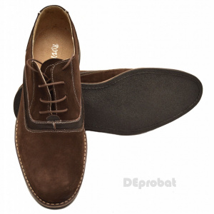 Pantofi barbati piele naturala velur maro casual-eleganti cu siret cod P17