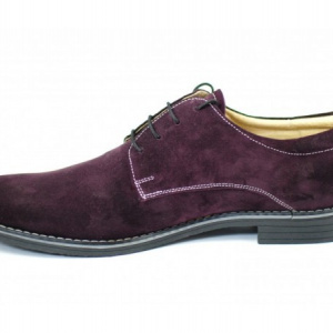 Pantofi bordo barbati piele naturala velur casual-office - cod P82
