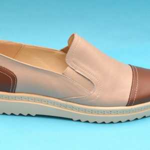 Pantofi dama bej casual-eleganti din piele naturala cu elastic cod P54