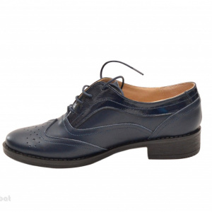 Pantofi dama bleumarin casual-eleganti din piele naturala Oxford cod P71BL
