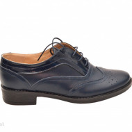 Pantofi dama bleumarin din piele naturala Oxford cod P71BL - LICHIDARE STOC 37, 38