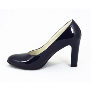 Pantofi dama bleumarin eleganti din piele naturala lacuita cu toc de 9 cm cod P335