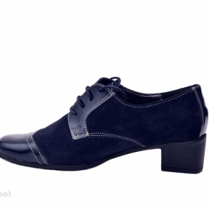 Pantofi dama eleganti bleumarin din piele naturala cu toc 4 cm cod P139BLM