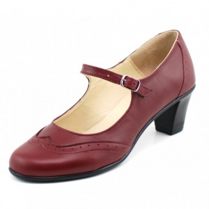 Pantofi dama eleganti din piele naturala grena cu toc de 5 cm cod P143GR