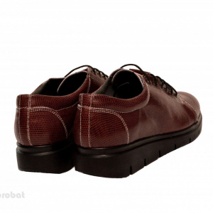 Pantofi dama grena cu siret din piele naturala cod P183GR