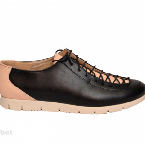 Pantofi dama negri cu bej din piele naturala cod P198
