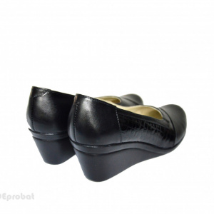 Pantofi dama negri cu talpa ortopedica din piele naturala cod P613