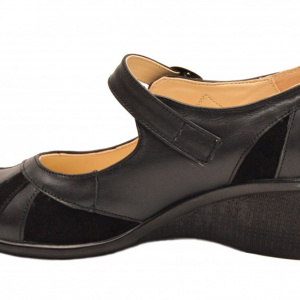 Pantofi dama negri din piele naturala cu platforma cod P40N - Made in Romania