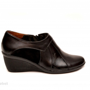 Pantofi dama negri din piele naturala tip botine cod G43