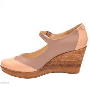 Pantofi dama piele naturala bej cu platforma cod P113