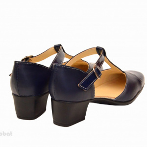 Pantofi dama piele naturala bleumarin cu bareta cod P26BLM