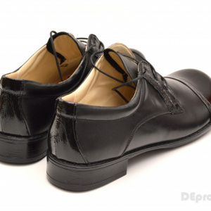 Pantofi dama piele naturala negri cu siret cod P48 - Made in Romania