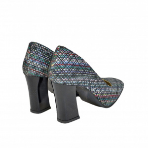 Pantofi multicolori dama eleganti din piele naturala cod P378