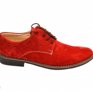 Pantofi rosii barbati piele naturala velur casual-office - cod P73