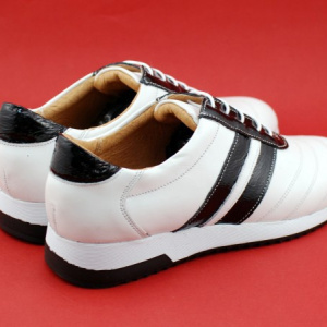 Pantofi sport dama piele naturala alb cu negru cod P86 - Made in Romania