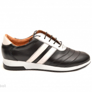 Pantofi sport dama piele naturala negru cu alb cod P78 - Made in Romania