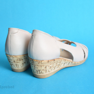 Sandale dama bej nude cu platforma din piele naturala cod S64