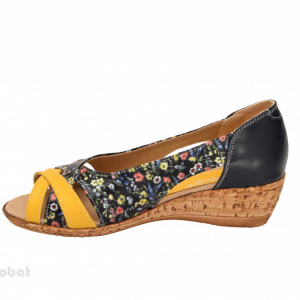 Sandale dama multicolore cu platforma din piele naturala cod S63