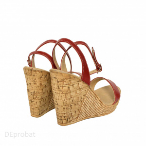 Sandale dama rosii cu platforma de 10,5 cm cm din piele naturala cod S53ROSU