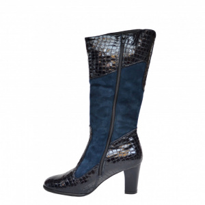 Cizme dama bleumarin din piele naturala cu toc cod LSSG329 - LICHIDARE STOC