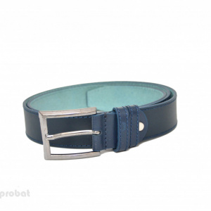 Curea piele naturala Bleumarin cu cusaturi (latime 3,5 cm) - cod C150