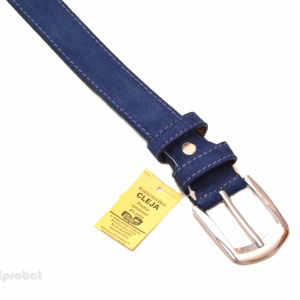 Curea piele naturala intoarsa albastra (latime 3,3 cm) - Made in Romania C86