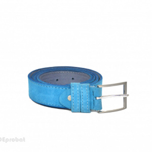 Curea piele naturala intoarsa bleu (latime 3,3 cm) - Made in Romania C165