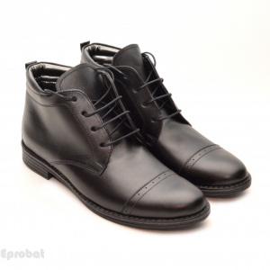 Ghete barbati piele naturala Negre casual-elegante cu siret cod G12CN