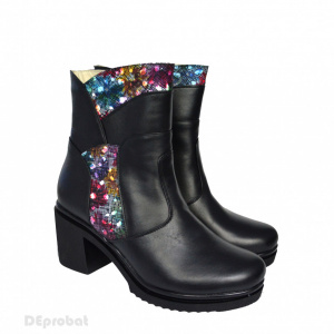 Ghete dama negre din piele naturala cod G614