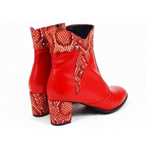 Ghete dama rosii din piele naturala cu toc imbracat cod G303