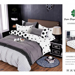Lenjerie de pat din bumbac satinat Finet - Produs romanesc, calitate inalta - cod LJ664