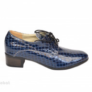 Pantofi albastri dama cu toc din piele naturala cod P359