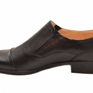 Pantofi barbati piele naturala negri casual-eleganti cu elastic cod P16EL