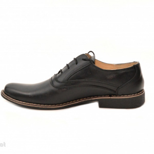 Pantofi barbati piele naturala negri casual-eleganti cu siret cod P22