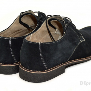 Pantofi barbati piele naturala velur negri casual-eleganti cu siret cod P25N