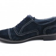 Pantofi bleumarin barbati piele naturala velur casual-office - cod P84