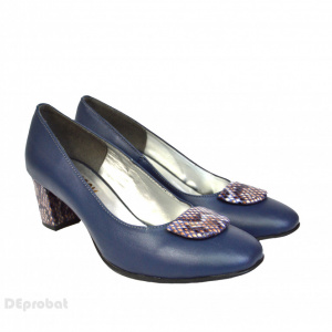 Pantofi bleumarin dama eleganti din piele naturala cod P383
