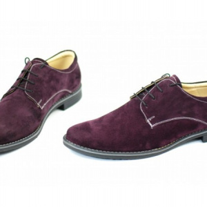 Pantofi bordo barbati piele naturala velur casual-office - cod P82