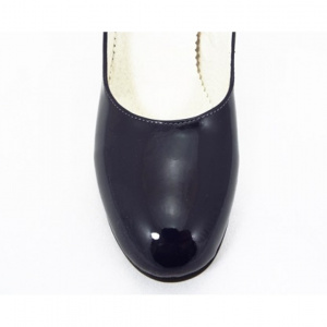 Pantofi dama bleumarin eleganti din piele naturala lacuita cu toc de 9 cm cod P335