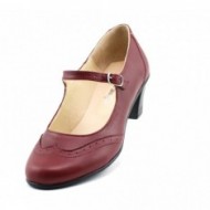 Pantofi dama eleganti din piele naturala grena cu toc de 5 cm cod P143GR