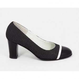 Pantofi dama eleganti din piele naturala negri cu buline cod P315