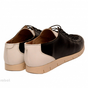 Pantofi dama negri cu alb din piele naturala cod P185