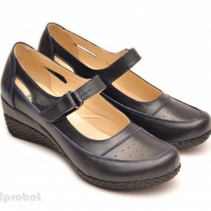 Pantofi dama piele naturala bleumarin cu platforma cod P57 - Made in Romania