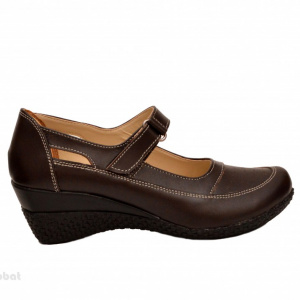Pantofi dama piele naturala maro cu platforma cod P15M - Made in Romania