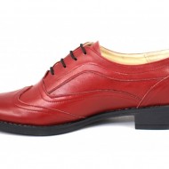 Pantofi dama piele naturala rosii cu siret cod P21R - Made in Romania