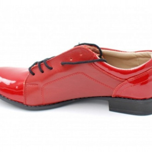 Pantofi dama piele naturala rosii cu siret cod P91