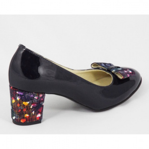 Pantofi eleganti dama bleumarin lacuiti din piele naturala cod P327