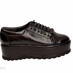 Pantofi negri dama cu talpa inalta 5,5 cm din piele naturala cod P187