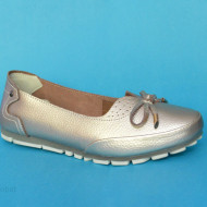 Pantofi sport dama din piele naturala, culoare argintie cod P707