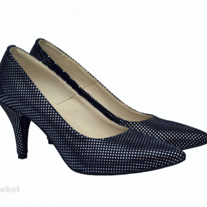 Pantofi stiletto dama eleganti din piele naturala bleumarin cod P331